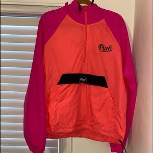 Pink and orange/coral PINK Half Zip Windbreaker